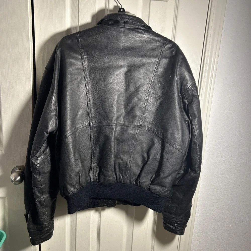 Vintage John Ashford Leather Jacket Men's Size Medium Black Casual